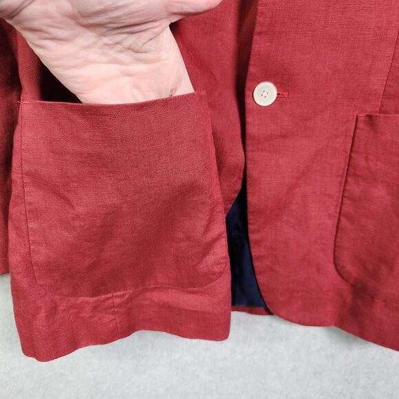Lauren Ralph Lauren Linen Sport Coat Blazer Jacket 36R Men Preppy Rust Red Fall - Picture 6 of 15